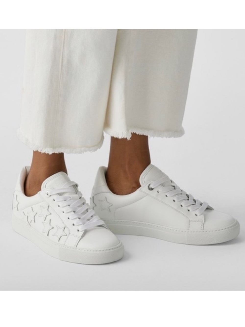 New Zadig & Voltaire Star Smooth Leather Low Top Sneakers White Sz 41 - Picture 2 of 11